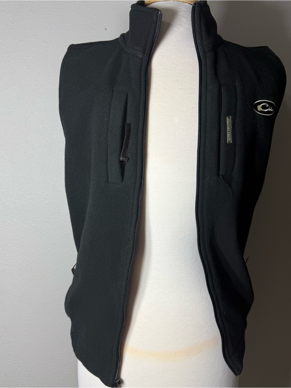Drake Black Fleece Vest with Stand Collar
